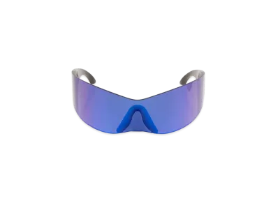 BALENCIAGA Panther Mask Sunglasses in Matte Mirror Injected Nylon "Blue"