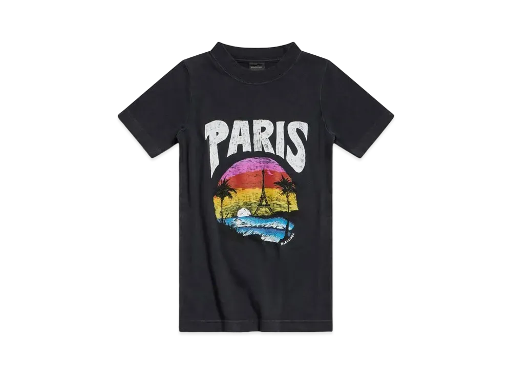 BALENCIAGA Women's Paris Tropical T-Shirt Fitted "Black"