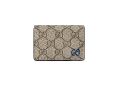 GUCCI Mini Wallet With GG Detail GG Supreme "Beige/Ebony/Blue"
