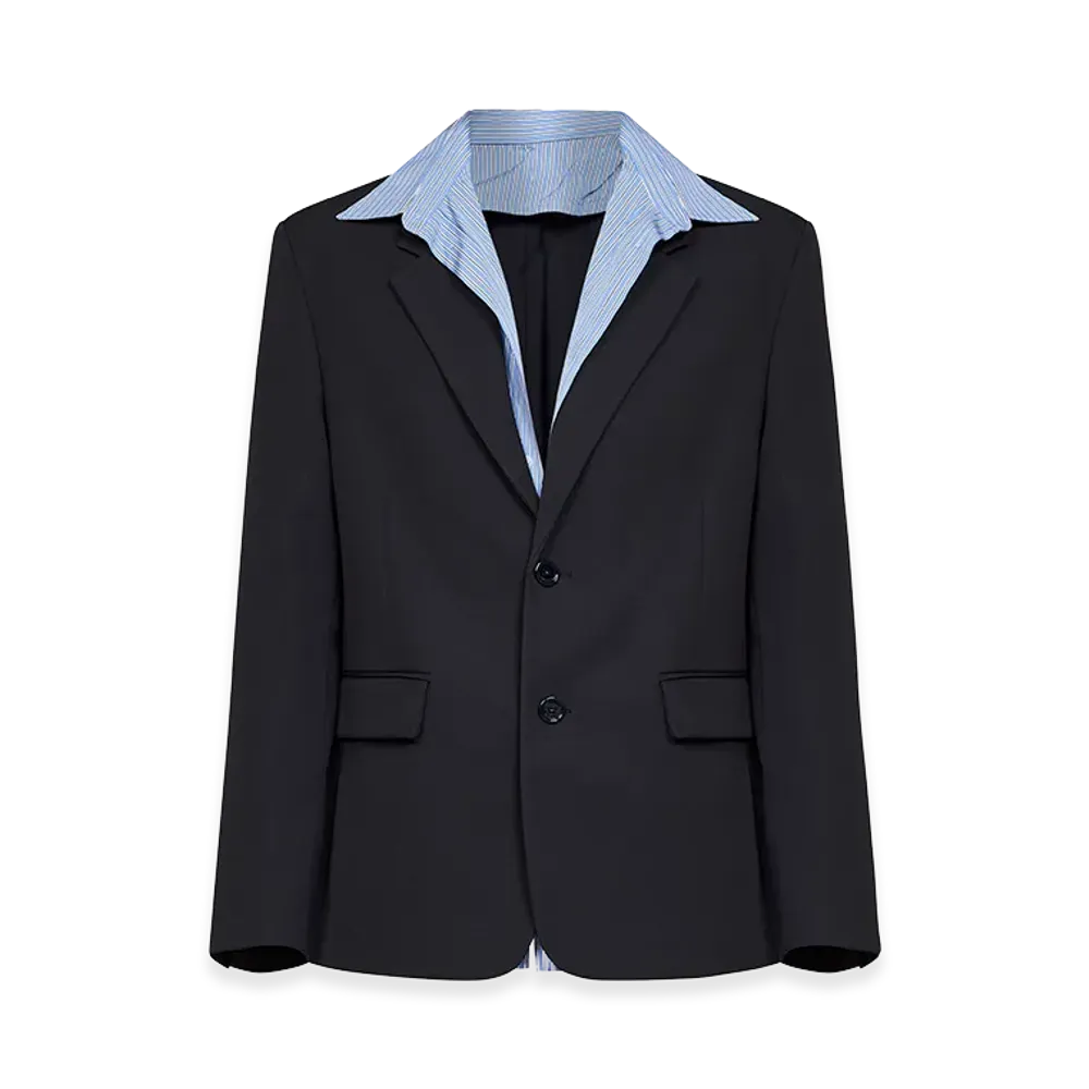 BALENCIAGA Wool Blazer "Blue/Black"