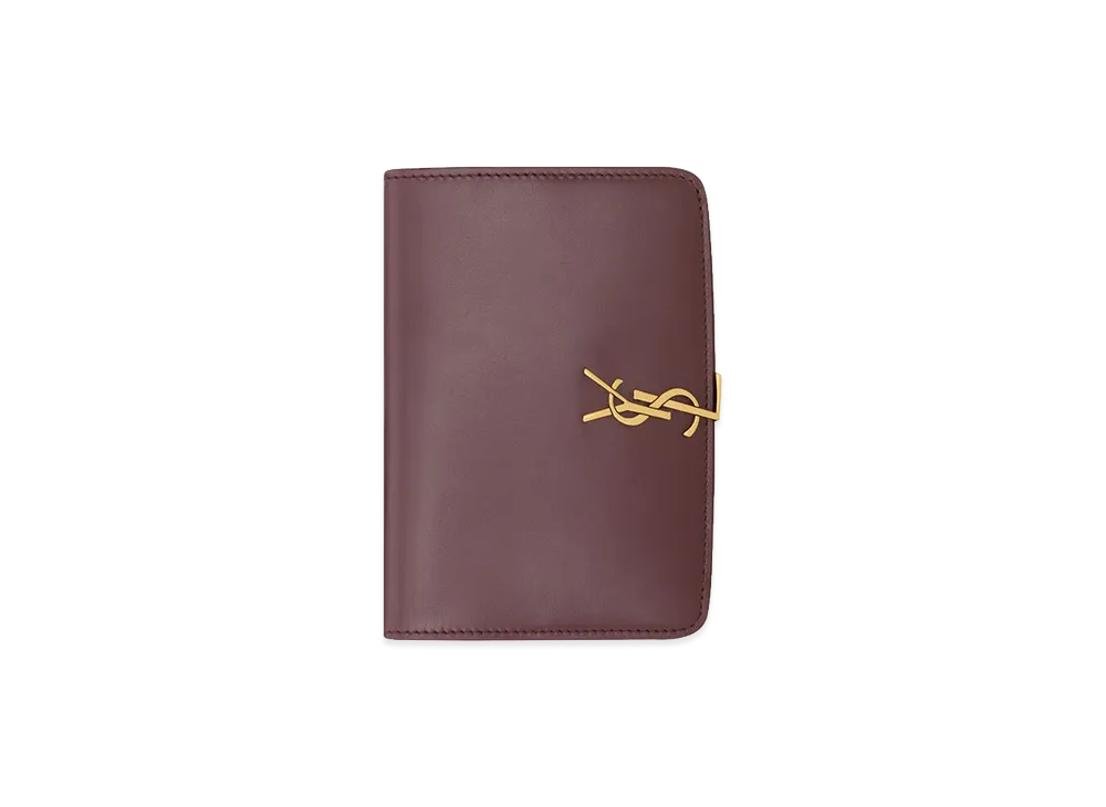 Saint Laurent Voltaire Passport Case "Rouge Cabernet"