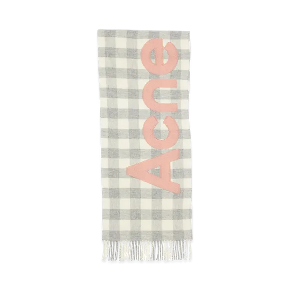 Acne Studios Check Logo Scarf "Grey Melange"