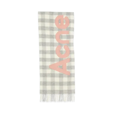 Acne Studios Check Logo Scarf "Grey Melange"
