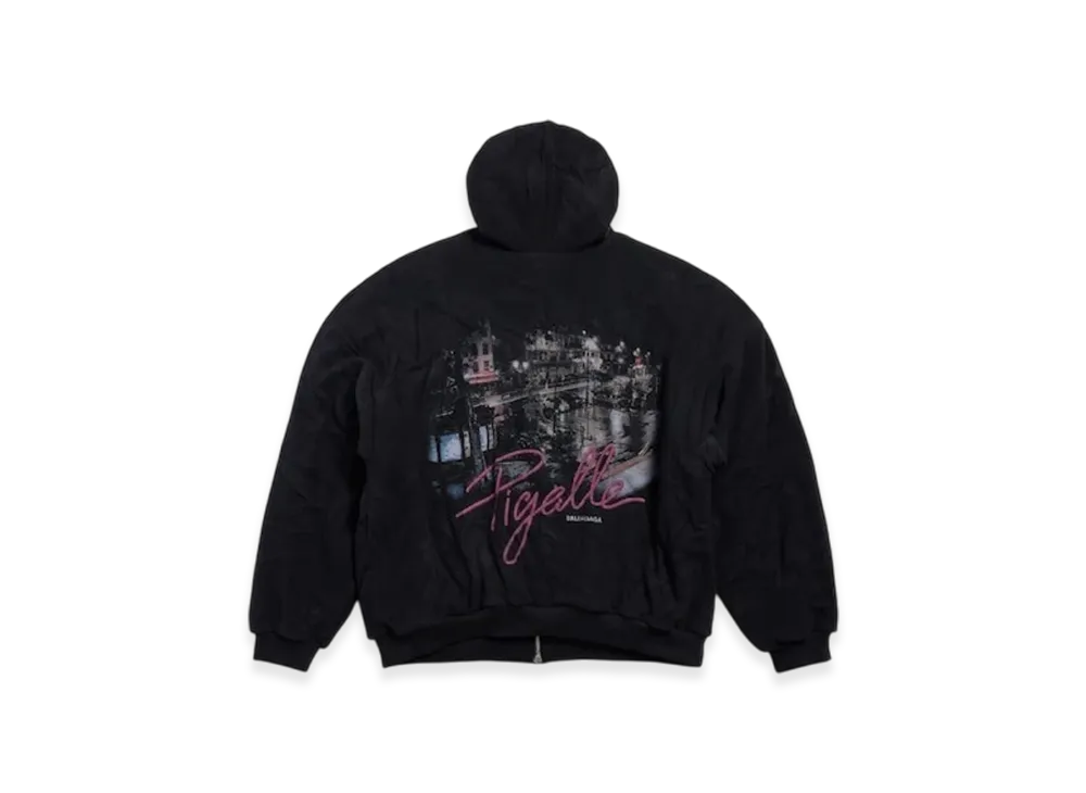 BALENCIAGA Pigalle Outerwear Zip Up Hoodie "Black"