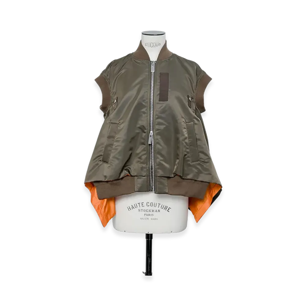 sacai Nylon Twill Vest "Dark Khaki"