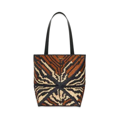 LOEWE Puzzle Fold Tote Medium "Black/Honey Gold"
