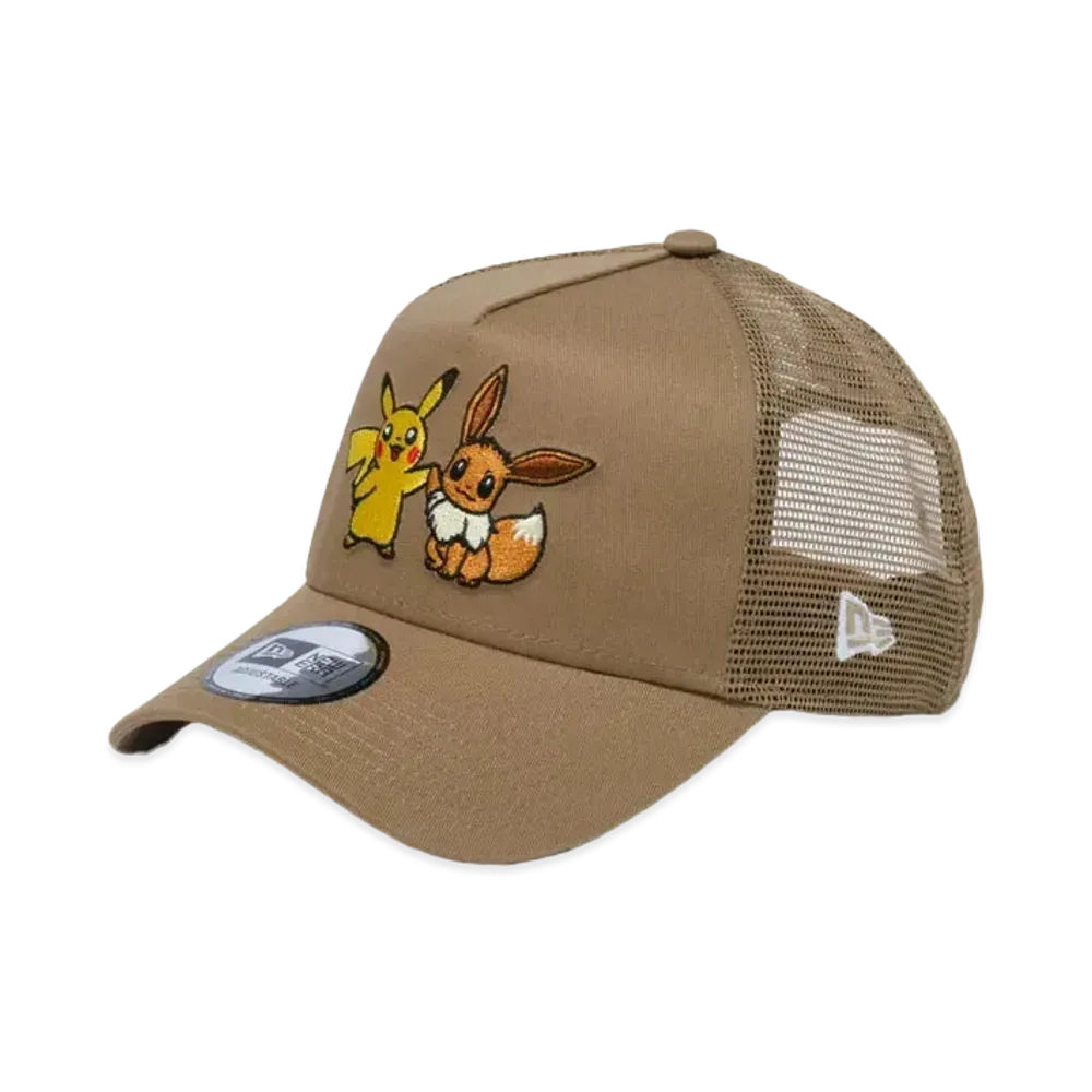 NEW ERA x Pokemon 9Forty A-Frame Trucker Pikachu Eevee "Khaki"