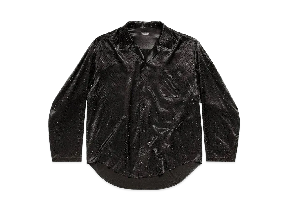 BALENCIAGA Women's Rhinestone Minimal Shirt Large Fit "Black"