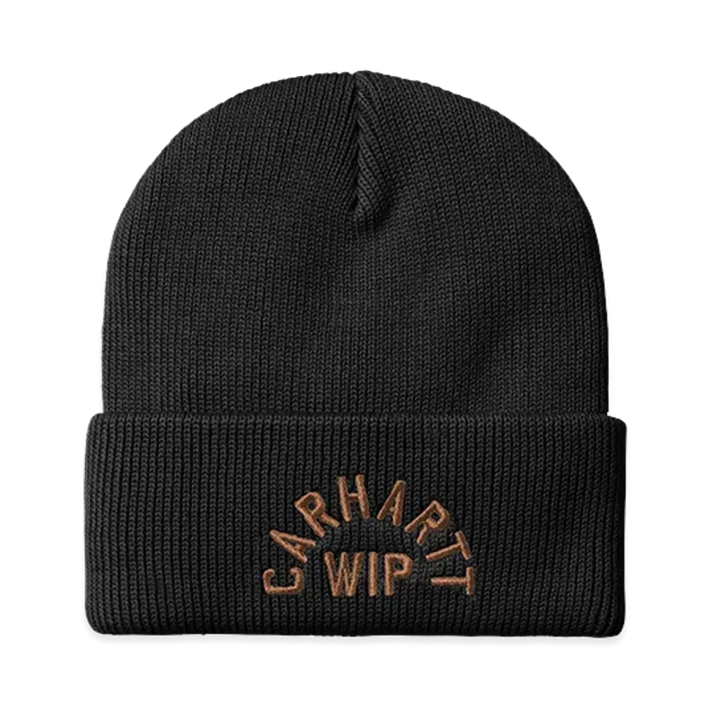 Carhartt WIP Arch Script Beanie "Black/WIP H Brown"