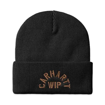 Carhartt WIP Arch Script Beanie "Black/WIP H Brown"
