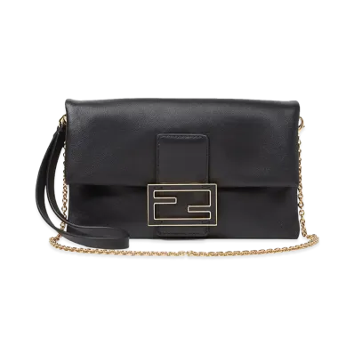 FENDI Women's Nappa Leather Baguette Mom Pouch "Black"