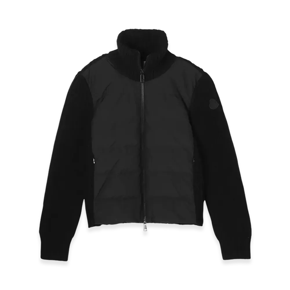 MONCLER Womens Down Panel Zip-Up Cardigan "Black"
