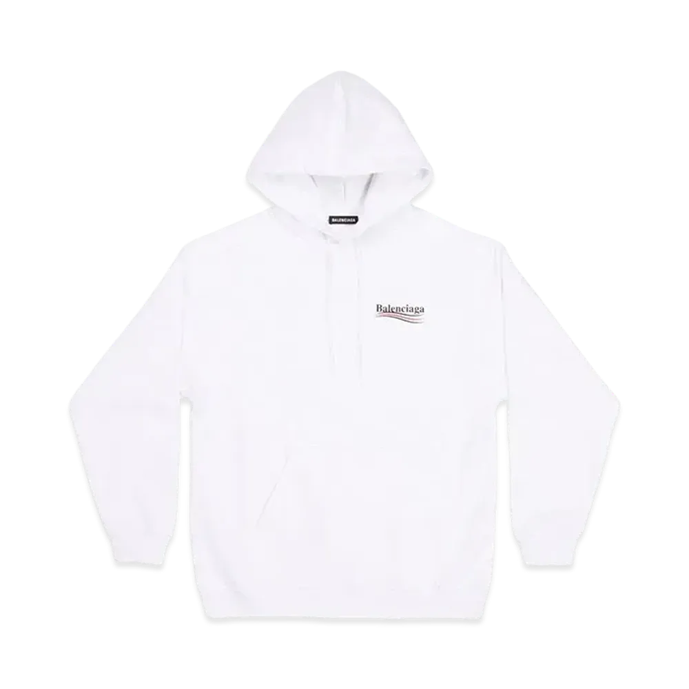 BALENCIAGA MENS Political Campaign Hoodie Medium Fit "White"