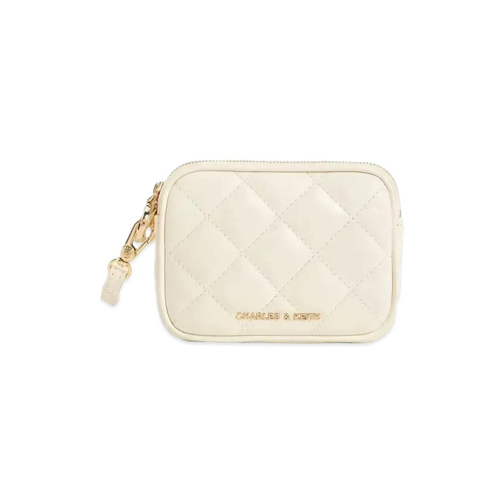 CHARLES & KEITH Up Hula Quilted Trislet Pouch "Cream"