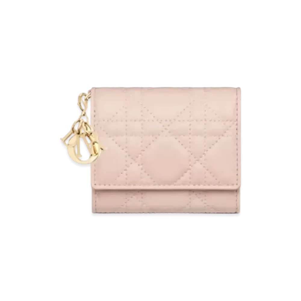 Dior Lady Dior Lotus Wallet Cannage Lambskin Japan Exclusive "Powder Pink"