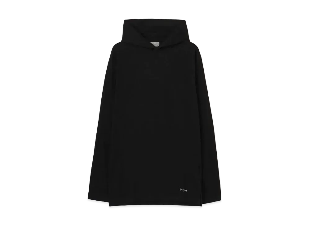 Yohji Yamamoto Pour Homme 30/- PLAIN STITCH SIGNATURE PRINT HOODIE "Black"