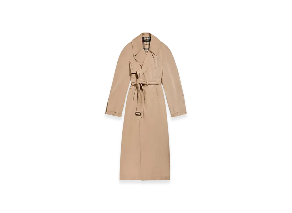BALENCIAGA Women's Maxi Deconstructed Trench Coat "Dark Beige"
