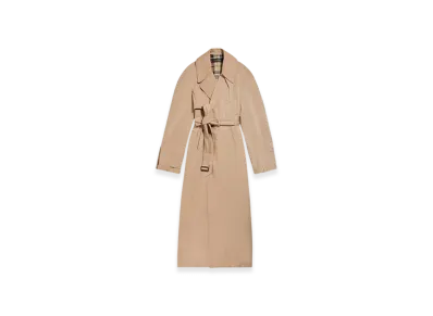 BALENCIAGA Women's Maxi Deconstructed Trench Coat "Dark Beige"