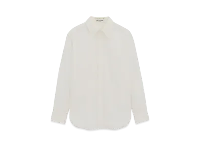Saint Laurent Women's Boyfriend Shirt in Cotton Poplin "White"