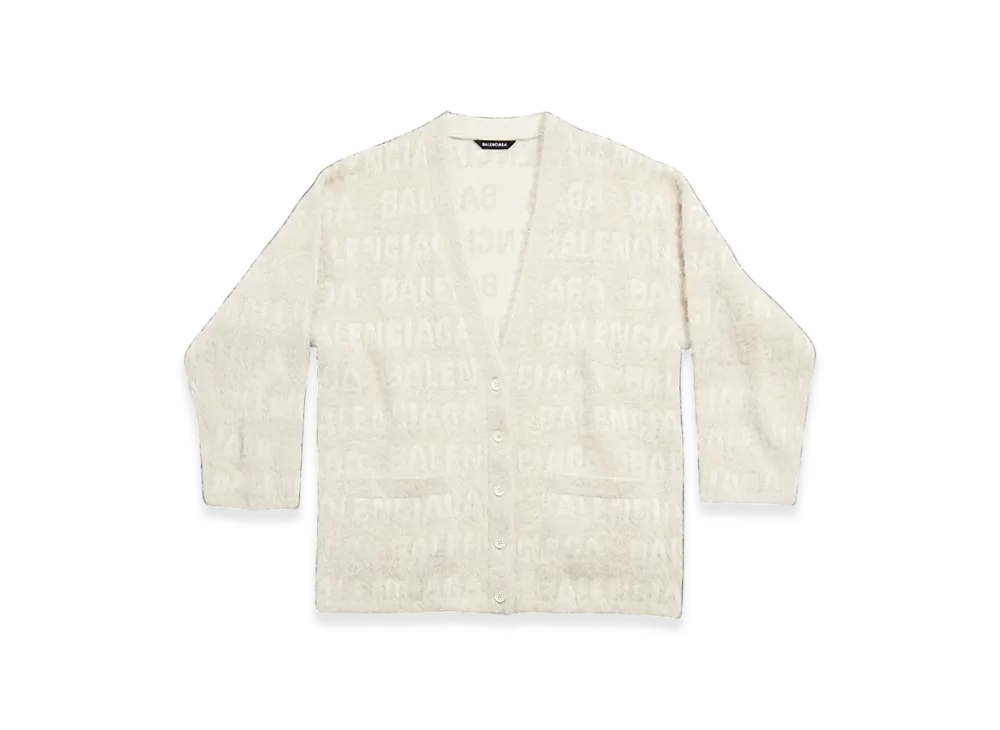 BALENCIAGA Women's Allover Furry Cardigan in "Light Beige"