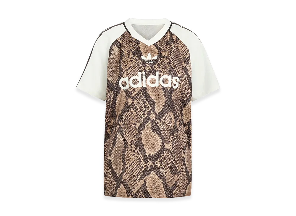 adidas Women's Snake Print Satin Jersey "Linen/Magic Beige"