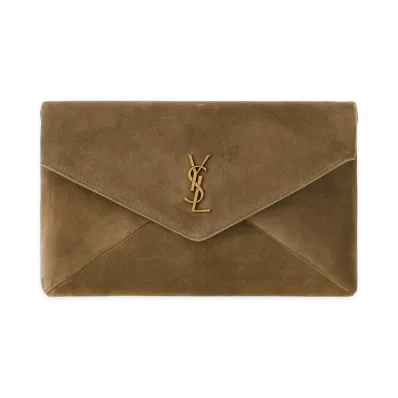 Saint Laurent Women's Suede Large Envelope Clutch "Newltcumin/Cappuccino/Beige"
