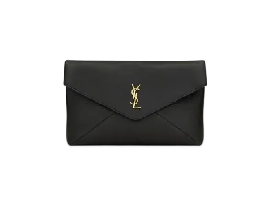Saint Laurent Cassandre Large Envelope Pouch in Lambskin "Black"