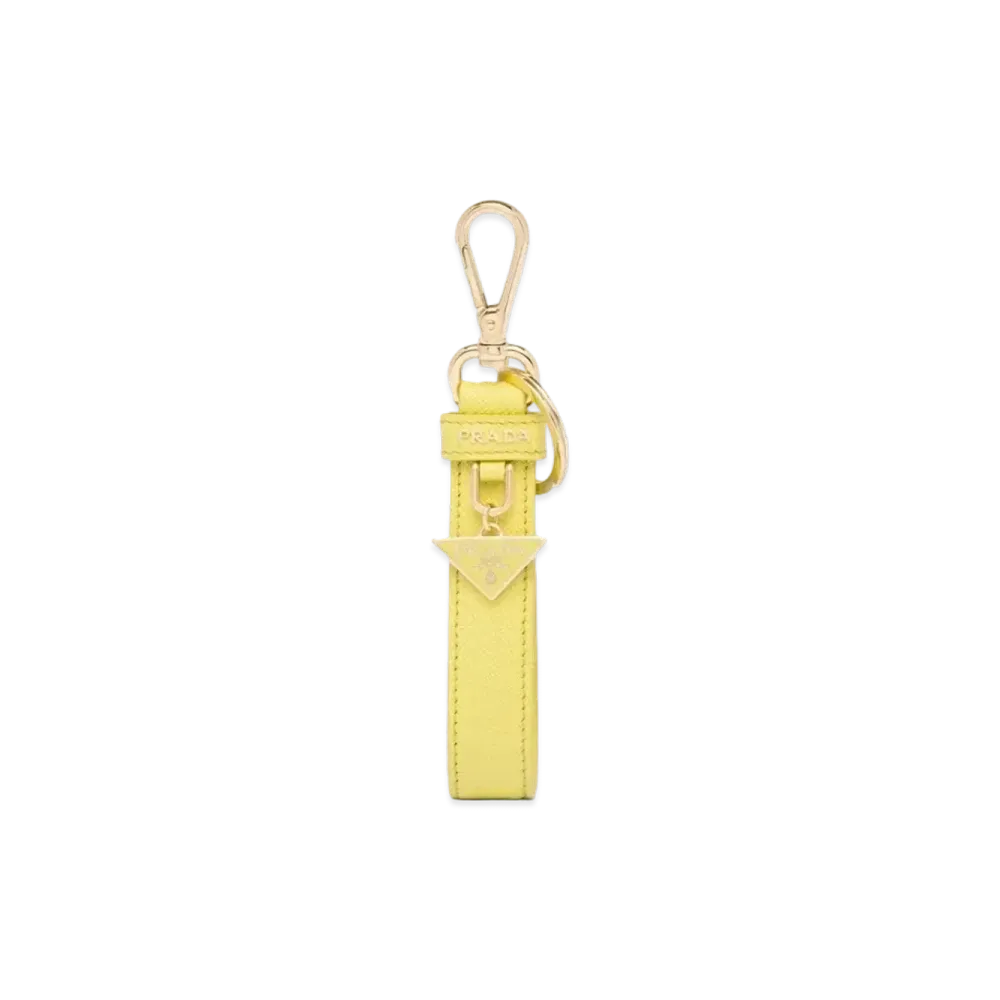 PRADA Saffiano Leather Key Ring "Citron Yellow"