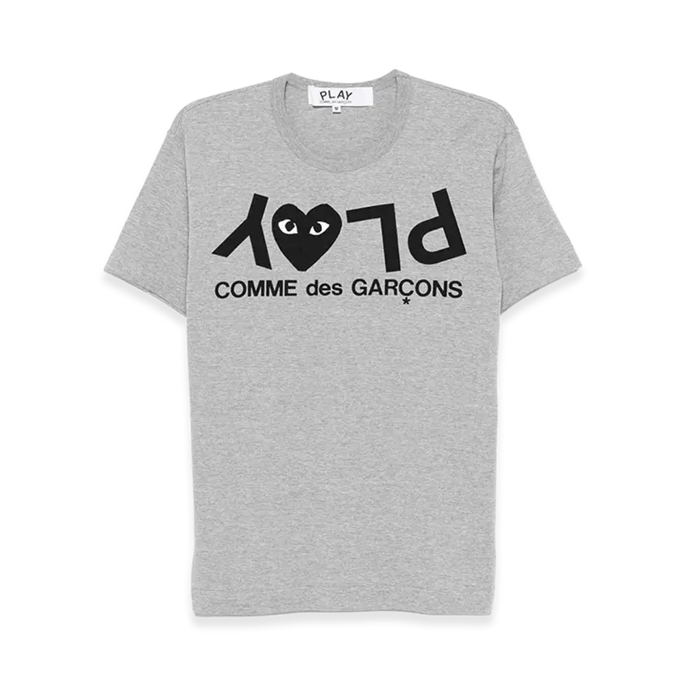 PLAY COMME des GARCONS Women's Cotton Top Jersey Logo Print T-Shirts "Top Gray/Black"