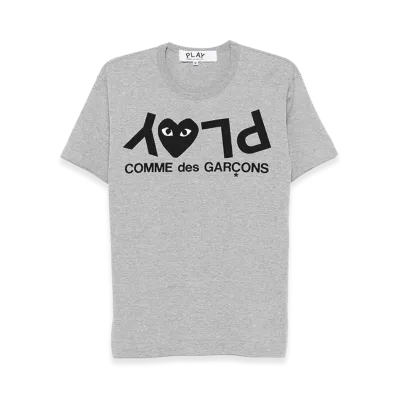 PLAY COMME des GARCONS Women's Cotton Top Jersey Logo Print T-Shirts "Top Gray/Black"
