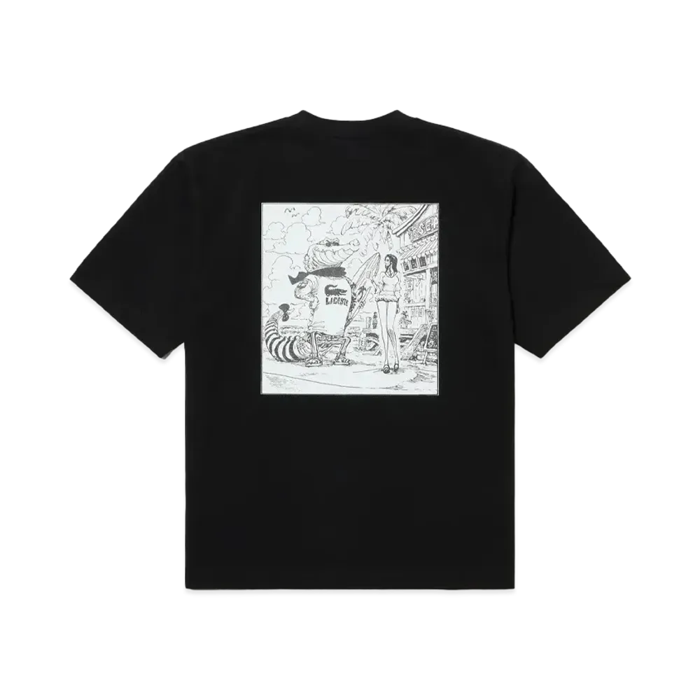 LACOSTE x ONE PIECE Front Cover Back Print T-Shirt "Black"