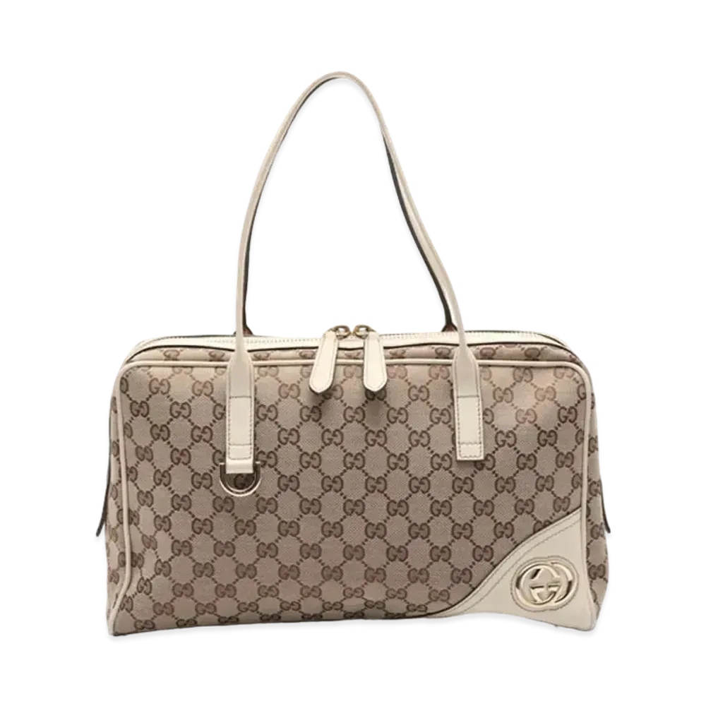 GUCCI New Britt GG Canvas Shoulder Bag "White"