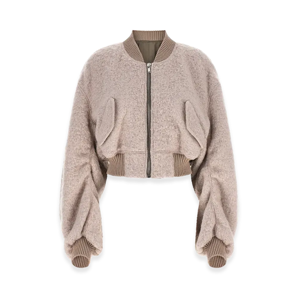Rick Owens Women's Secchia Cropped Flight Bomber Jacket "Rose"