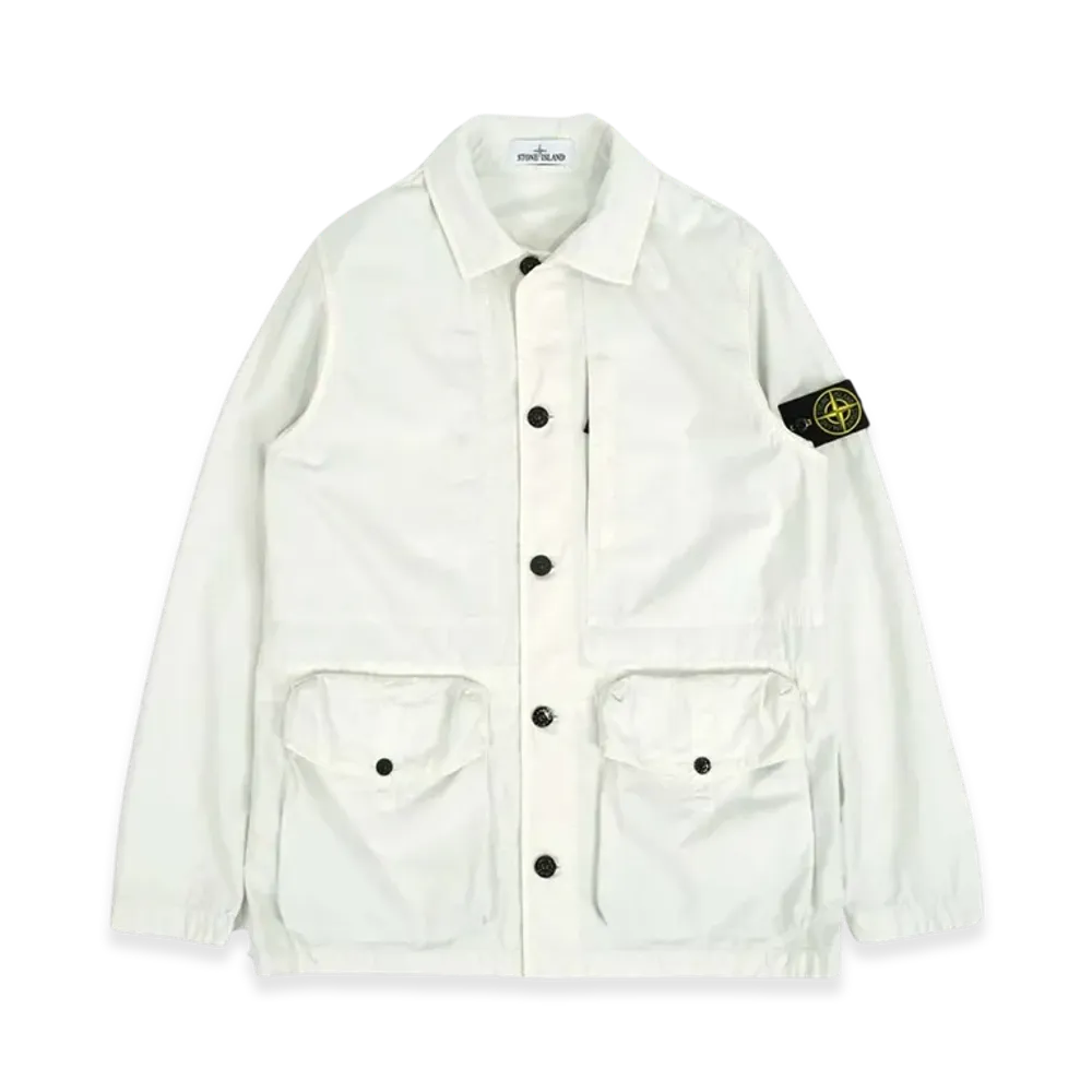 Stone Island 439WN Brushed Cotton Canvas Garment Dyed Old Effect Jacket - 22SS "Ice"