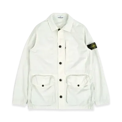 Stone Island 439WN Brushed Cotton Canvas Garment Dyed Old Effect Jacket - 22SS "Ice"