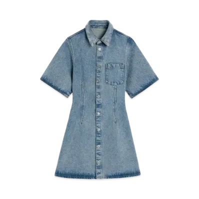 AMI PARIS Blue Cotton Short-Sleeve Shirtdress "UsedBlue"