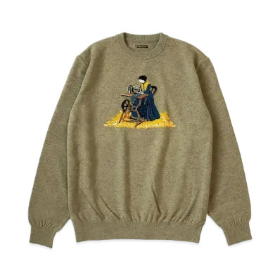 KAPITAL 12G Wool Crew Neck Sweater "Beige"