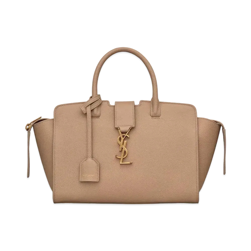 Saint Laurent Downtown Baby Tote In Grained Leather "Dark Beige"
