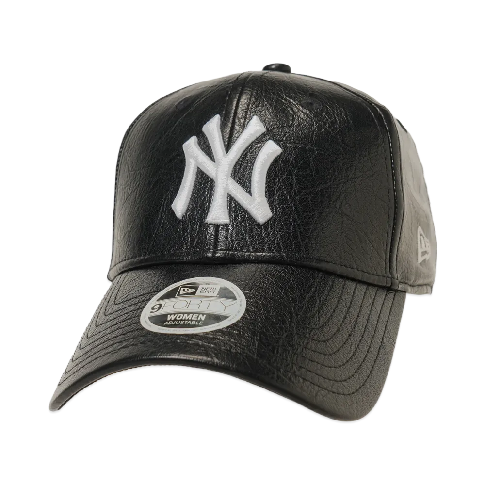 NEW ERA 940 9FORTY Female Crinkled Satin "NY Black Leather"