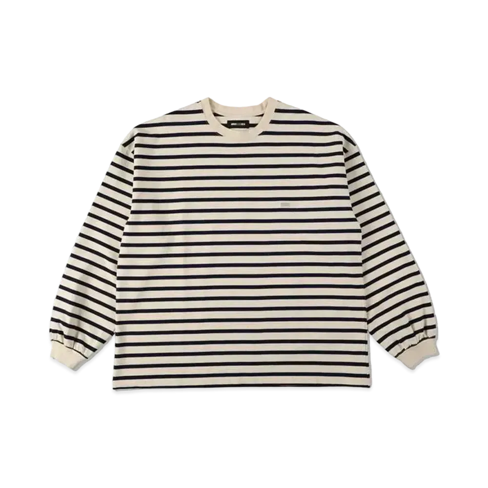 WIND AND SEA HEAVY WEIGHT BORDER L/S TEE "Ecru Navy"