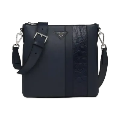 PRADA Saffiano Shoulder Bag "Navy"