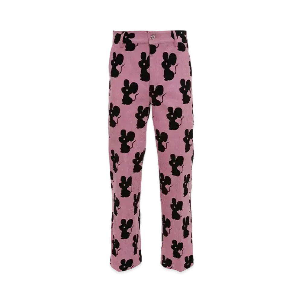 JW ANDERSON All Over Mouse Straight Leg Corduroy Trousers "Lilac/Black"