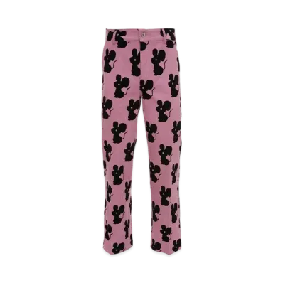 JW ANDERSON All Over Mouse Straight Leg Corduroy Trousers "Lilac/Black"