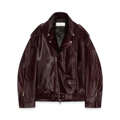 DRIES VAN NOTEN Leather Biker Jacket "Burgundy"