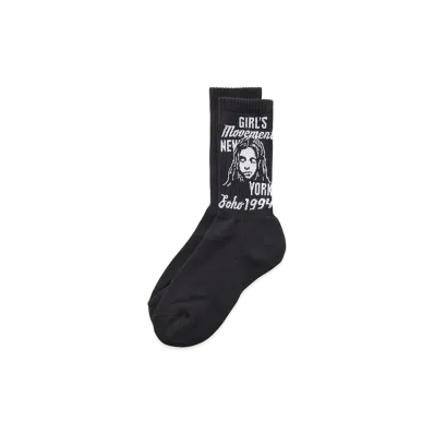X-Girl Women's Mix Logo & Face Rib Socks "Black"