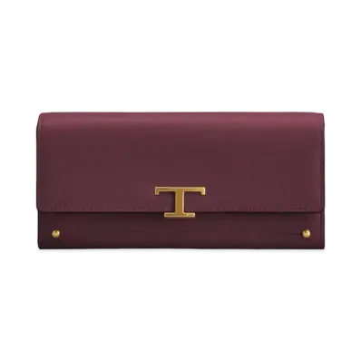 TOD'S T Timeless Wallet In Leather "Red"