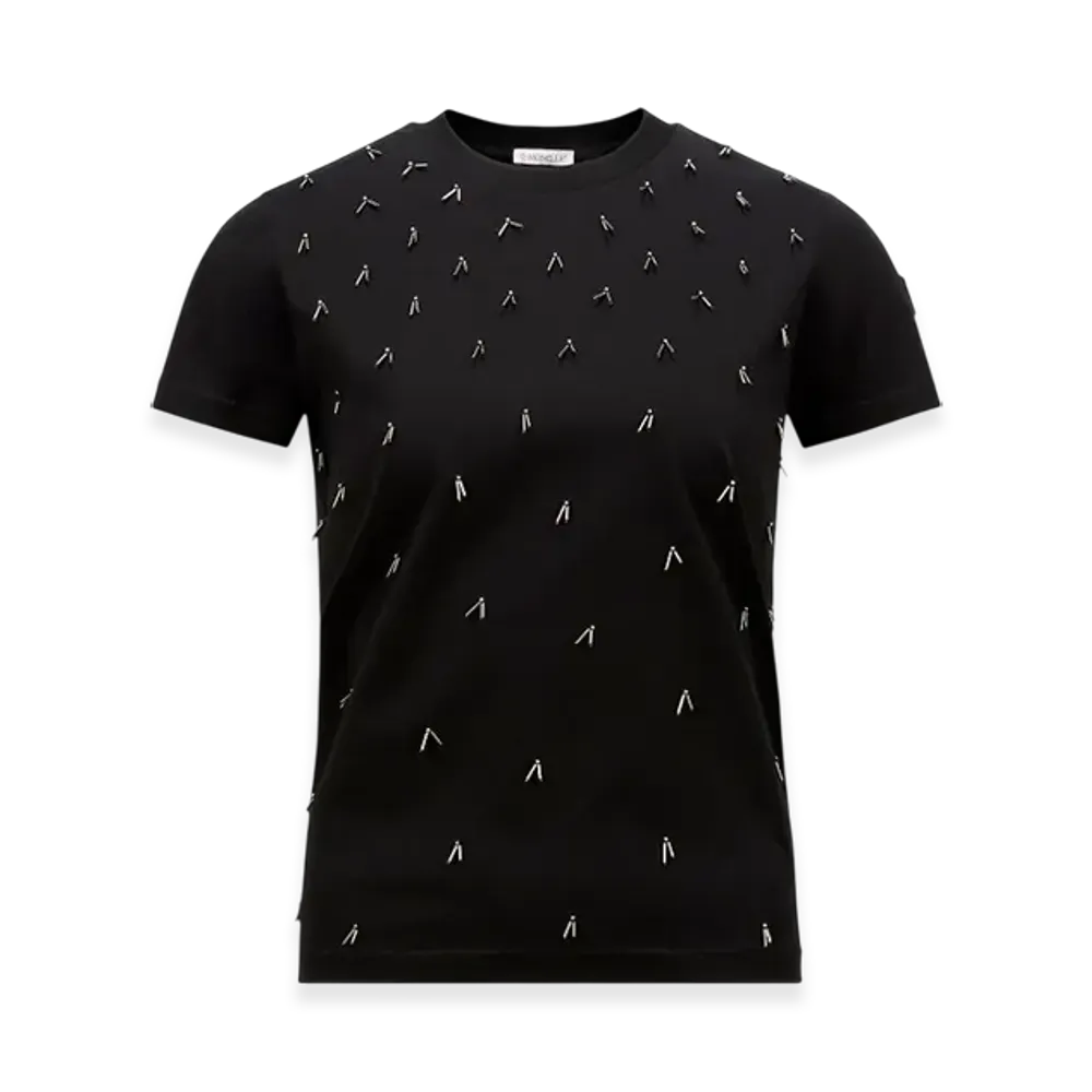 MONCLER Beaded Cotton T-Shirt "Black"