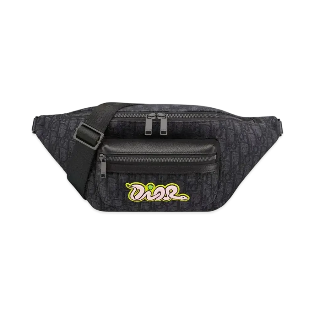 Dior x KAWS Rider 2.0 Belt Bag Dior Oblique Jacquard and Grained Calfskin "Black/Pink/Yellow"
