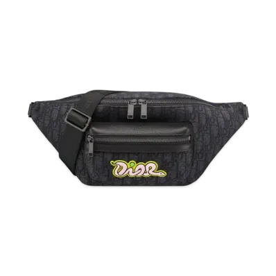 Dior x KAWS Rider 2.0 Belt Bag Dior Oblique Jacquard and Grained Calfskin "Black/Pink/Yellow"