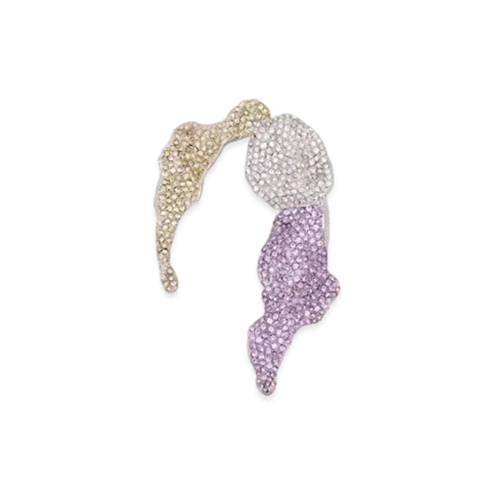 LOEWE x Lynda Benglis Glitter Fragment Ear Cuff in Sterling Silver and Crystals "Silver/Light Mauve/Pale Yellow"